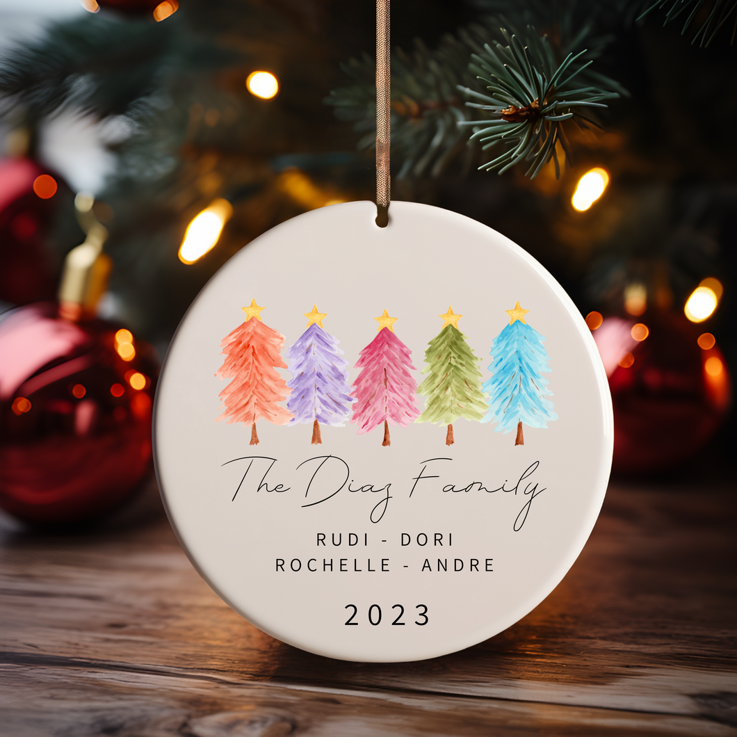 Family Christmas Ornament - Colorful Christmas Tree